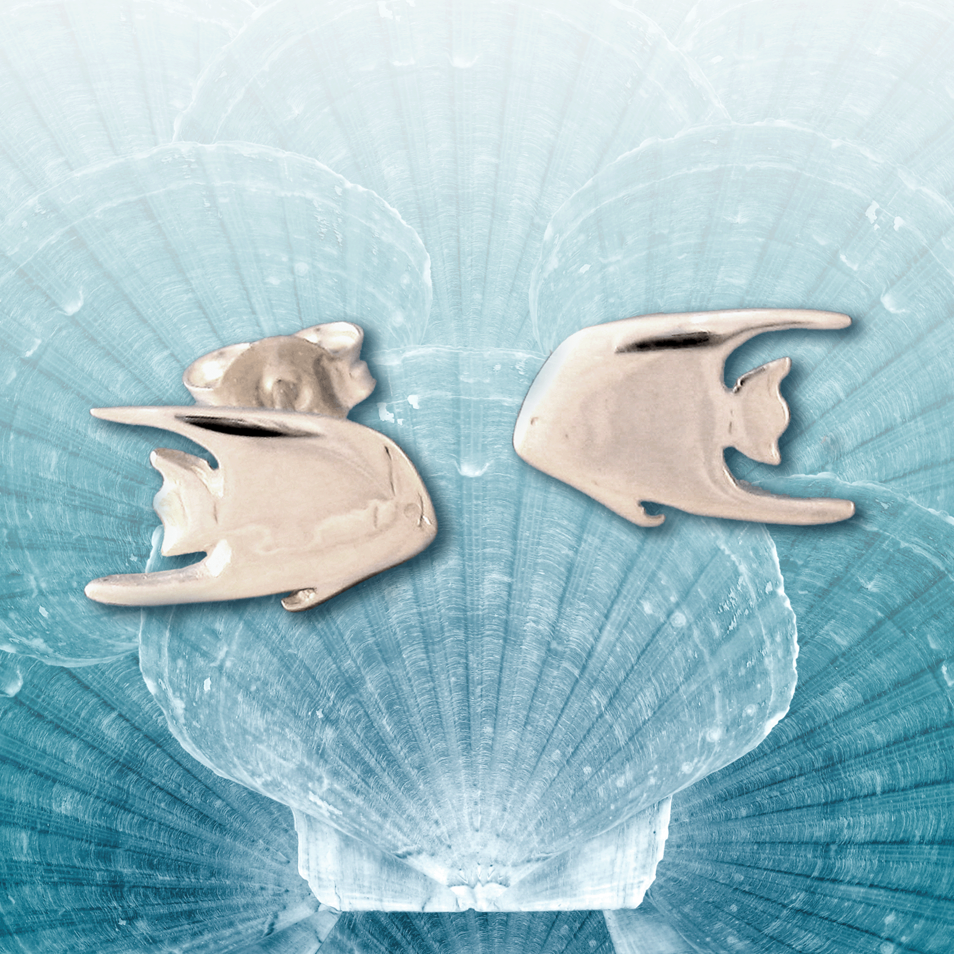 silver angelfish earrings