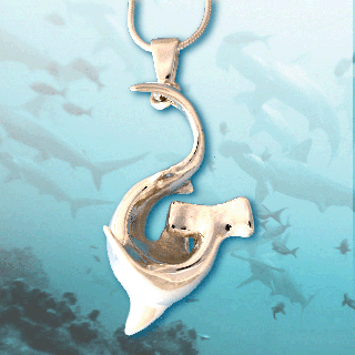 Silver hammerhead shark pendant
