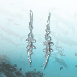 silver shark earrings
