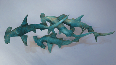 bronze hammerhead shark sculpture