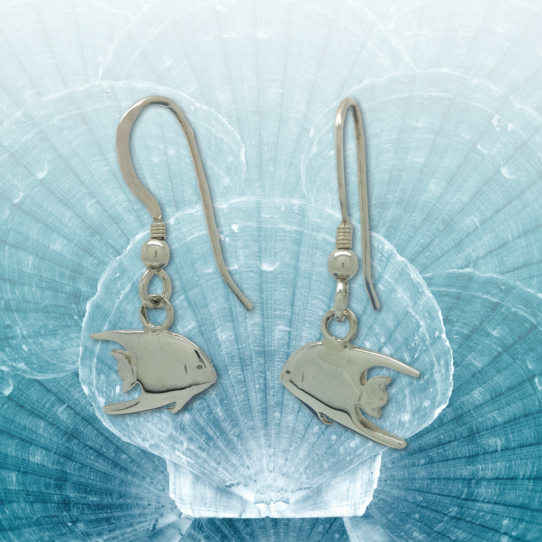 silver angelfish earrings