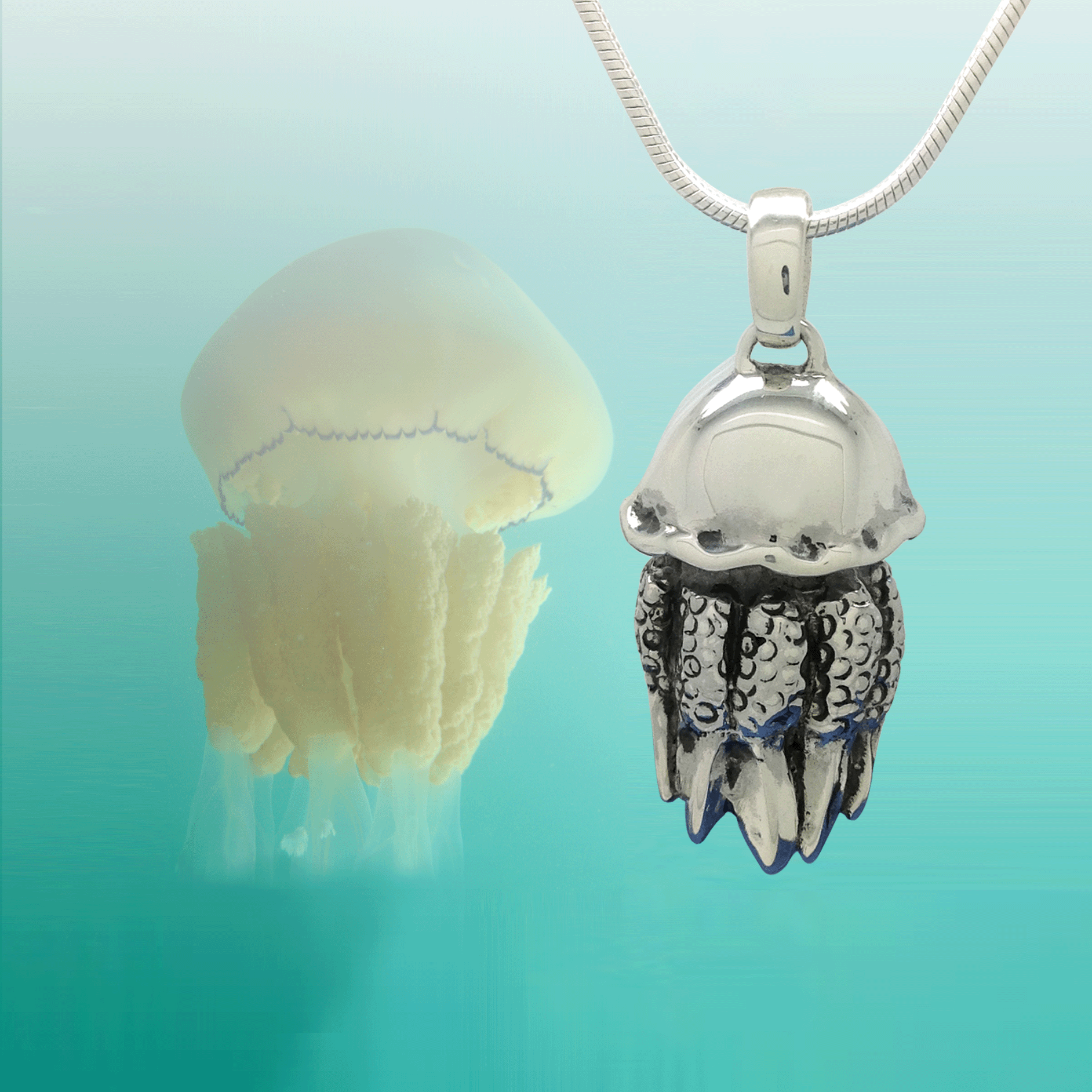 silver jellyfish pendant