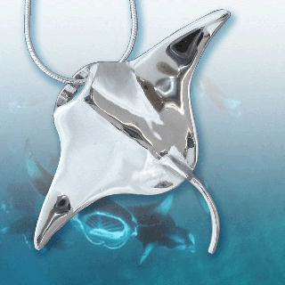 silver manta ray pendant
