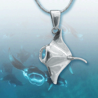 silver manta ray pendant