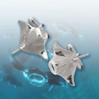 silver manta ray cufflinks