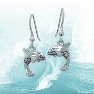 silver orca earrings