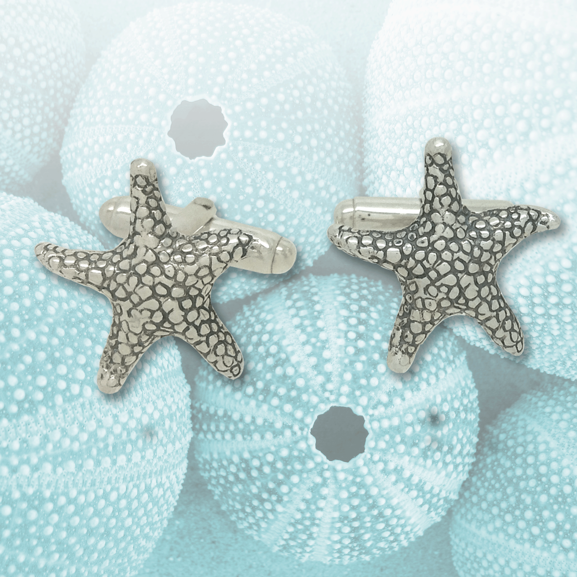 silver starfish cufflinks