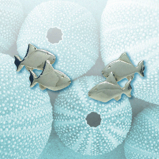 silver triggerfish earrings