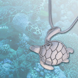 silver turtle pendant by aquamarine
