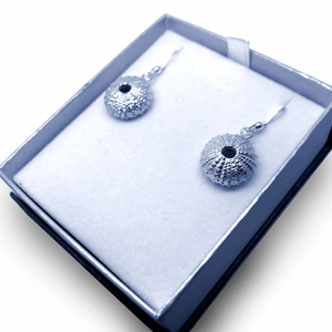 silver urchin shell earrings